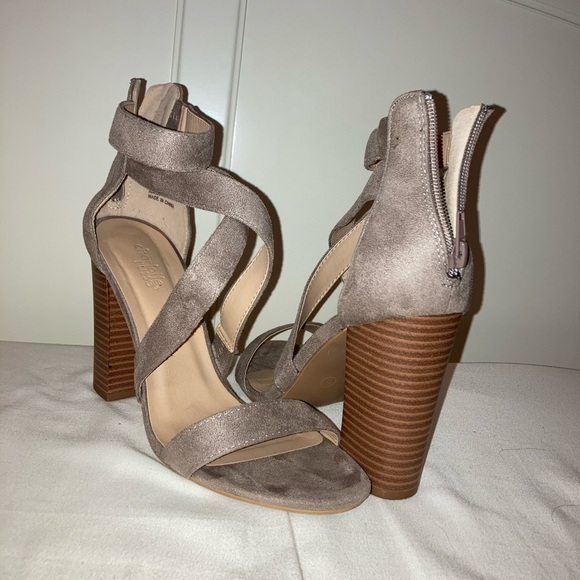 Size 9- Brown Strappy Heels - Picture 1 of 3